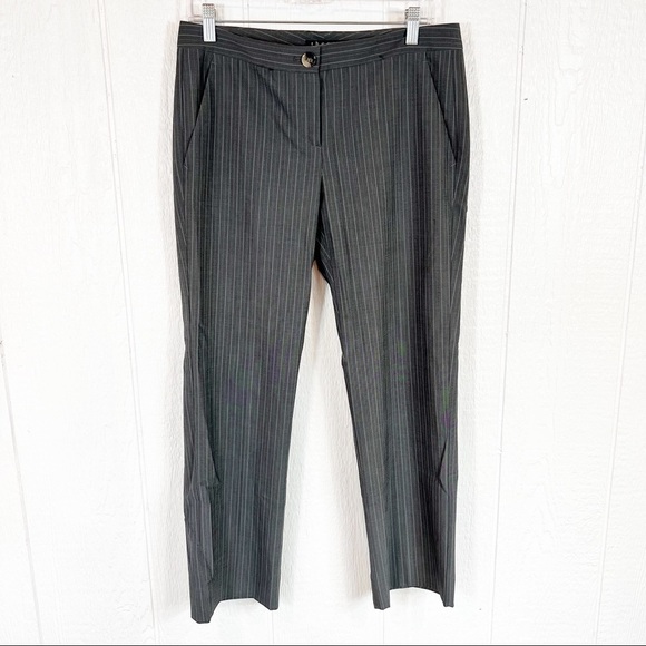 Theory Gray blue and white pinstripe pants trouser pants straight leg wo… - Picture 1 of 9